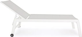 Lettino Prendisole Alto In Alluminio Con Ruote Hilde Bianco Cloud LD30