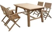 THOR - set tavolo da giardino con sedie in teak cm 160/240x90x77 h