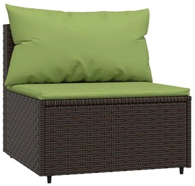 Set Mobili da Giardino 3 pz con Cuscini in Polyrattan Marrone