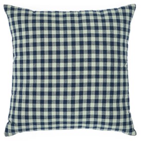 Kave Home - Federa per cuscino Yanil 100% cotone a quadrati verdi e blu 45 x 45 cm