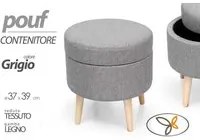 Pouf con contenitore grigio tondo cm cm 37 x 39 h