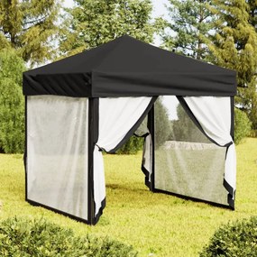 Tenda Per Feste Pieghevole Con Pareti Laterali Nero 2x2 M /