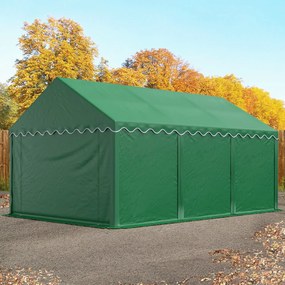 4x6 m tenda capannone, PVC 750, telaio perimetrale, verde scuro