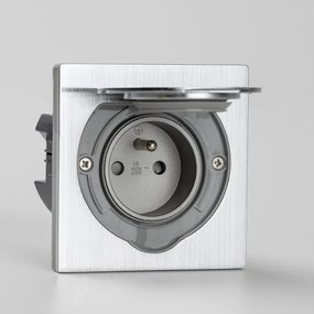 Brilagi - Presa a pavimento da incasso per esterno IP55 cromo opaco quadrato
