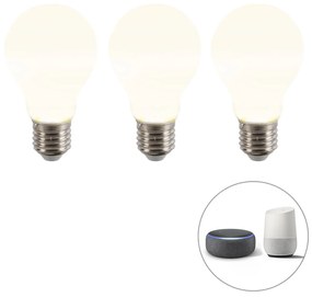 Set di 3 lampade LED smart E27 dimmerabili A60 opaco 7W 806 lm 2200-4000K
