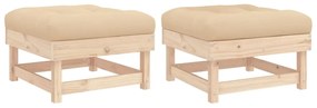 Poggiapiedi da giardino con cuscini 2 pz legno massello di pino