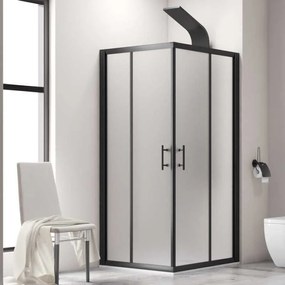 Kamalu - box doccia nero 80x140 doppio scorrevole vetro opaco | kf1000b