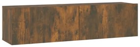 Mobile tv a parete rovere fumo 120x30x30cm legno ingegnerizzato