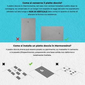 Piatto doccia in resina 80x140 Arena grigio completo di kit scarico