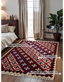 Tappeto rosso in lana reversibile/tessuto a mano 160x230 cm Kamal Rami – Nouristan