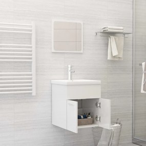 Set mobili da bagno 2 pz bianco lucido in legno multistrato