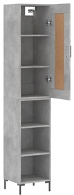 Credenza grigio cemento 34,5x34x180 cm in legno multistrato