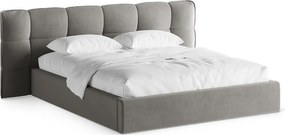 Letto matrimoniale imbottito grigio con contenitore con rete inclusa 160x200 cm Eric – Micadoni