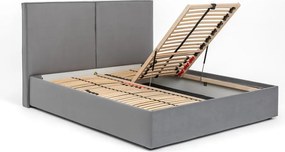 Letto matrimoniale imbottito grigio con contenitore con rete inclusa 180x200 cm Thessa Bold – Bonami Selection