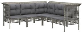 Set divani da giardino 13 pz con cuscini in polyrattan grigio