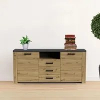 Credenza rovere e antracite con 2 ante e 3 cassetti Follow870 179,6x40x83h