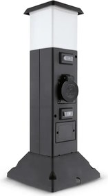 Brilagi - Lampada da esterno con 2 prese SCHUKO, 1x attacco E14 (max 15W), 230V, IP44, nera