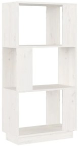 Libreria/divisorio bianco 51x25x101 cm legno massello di pino