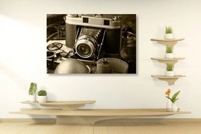 Quadro su tela – Fotocamera antica in seppia