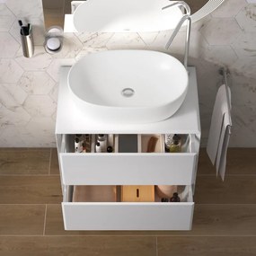 Mobile sottolavabo e lavabo Bellagio bianco opaco L 70 x H 51 x P 46 cm 2 cassetti