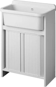 Mobile lavatoio in Pvc con vasca ad inserimento 55x34 cm a serranda Bianco