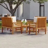 Set Divani da Giardino 5pz con Cuscini in Legno Massello Acacia cod mxl 41706