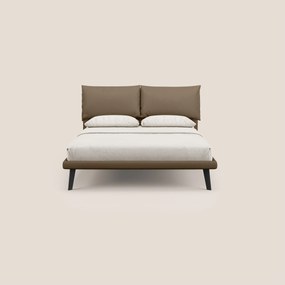 Astrid letto imbottito con piedi in legno in microfibra smacchiabile T11