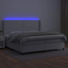 Giroletto molle con materasso e led bianco 200x200cm similpelle