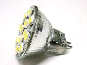 Lampada LED MR11 GU4 12 SMD 5050 2W Bianco Freddo 12V DC Per Lampadario