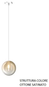 Sospensione ottone sat. 1 luce vetro ambra 1184os-s1-am