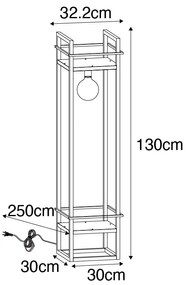 Lampada da terra industriale nera - Cage Rack