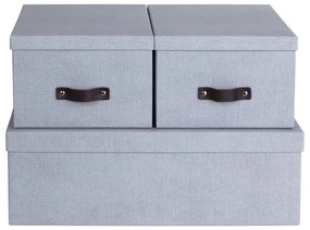 Scatole di cartone grigio chiaro con coperchio in set da 3 31x47x15 cm Inge - Bigso Box of Sweden