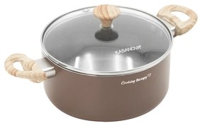 Casseruola 16 cm marrone scritta Cooking Therapy con coperchio