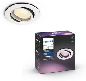 Faretto da incasso con fonte luminosa orientabile GU10 PHILIPS HUE CENTURA bianco Ø 9 cm Luce luce cct e rgb