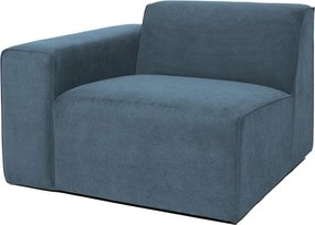 Divano componibile blu (con penisola a sinistra) con rivestimento in velluto a coste Sting – Scandic