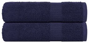 Asciugamani 2 Pz Blu Marino 50x100 Cm 360 G/m² 100% Cotone /
