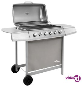 vidaXL Griglia Barbecue a Gas con 6 Bruciatori Argento