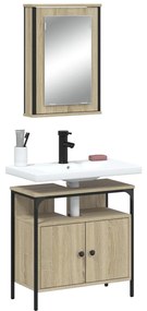 Set mobili da bagno 2 pz rovere sonoma in legno multistrato