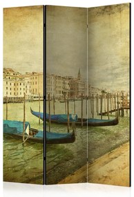Paravento Viaggio nel tempo (3-parti) - barche e architettura in stile vintage