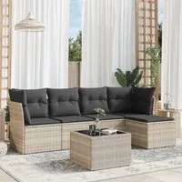 Set Divano da Giardino 6pz con Cuscini Grigio Chiaro Polyrattan 3249411