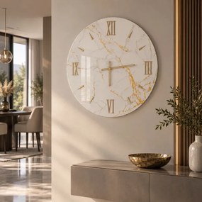 Orologio da Parete GRAFO Ř 65 cm in Vetro Effetto Marmo Oro