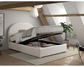 Letto matrimoniale imbottito bianco con contenitore con rete inclusa 140x200 cm Moon – Vipack