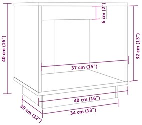 Comodino Marrone Miele 40x30x40 cm in Legno Massello di Pino