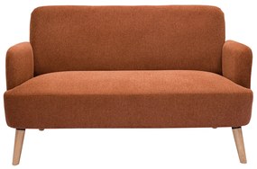 Divano scandinavo 2 posti in tessuto effetto velluto testurizzato color bruciato e legno chiaro ISKO