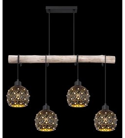 Globo 54029-4H - Lampadario sospeso con cavo JODIE 4xE27/40W/230V beige/nero