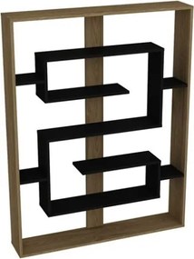 Libreria A Parete Effetto Legno 120x22xh156 Cm Design Moderno Esteban Rovere E Nero