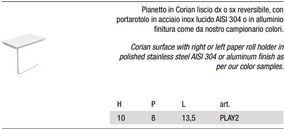 Antonio Lupi Play2 Porta Carta Liscio in Corian e acciaio inox