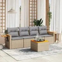 Set Divano da Giardino 5 pz con Cuscini Beige in Polyrattan 3259021