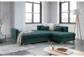 Divano letto angolare turchese L, angolo destro Scandic Lagom - Miuform