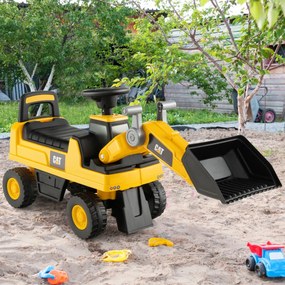 Costway Escavatore per bambini con benna regolabile clacson pneumatici antiscivolo, Auto giocattolo da costruzione Giallo